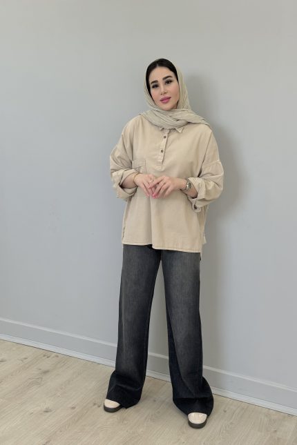 شومیز کتان جلوبسته